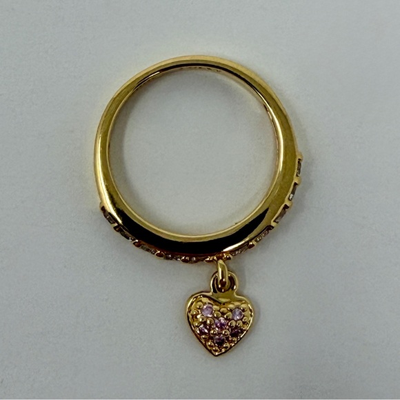 Kirks Folly Jewelry - Kirks Folly Dangle  Heart Ring Gold Tone With Pink Stones Size 8